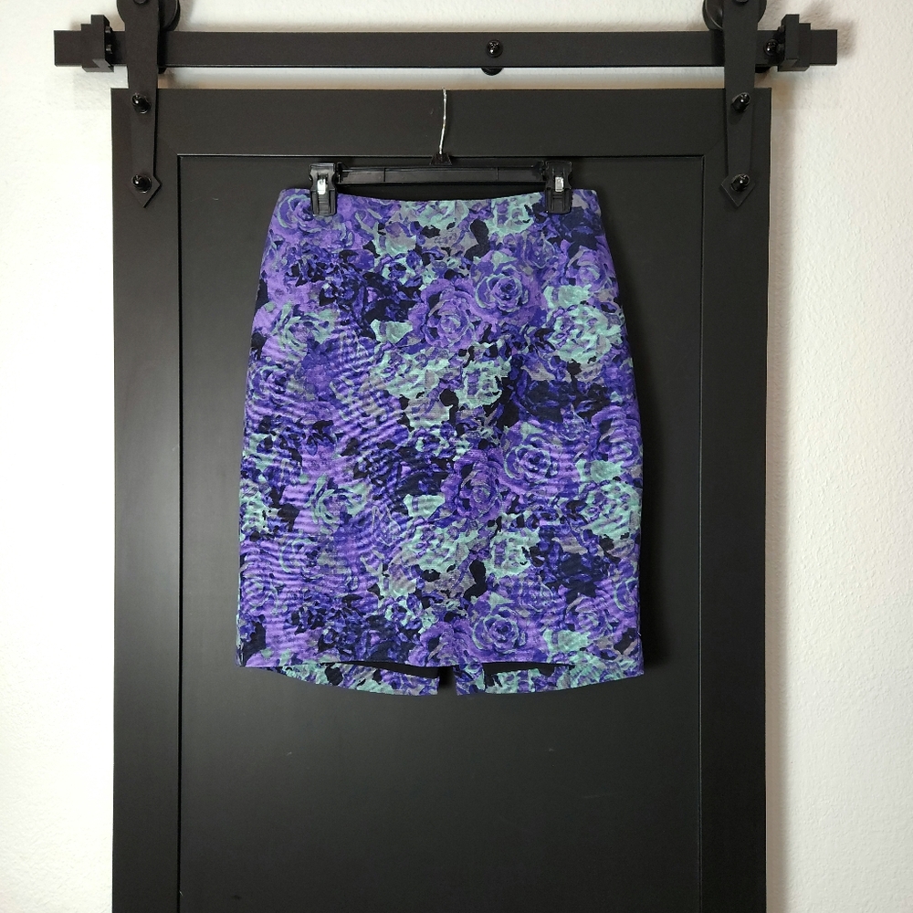 Talbots Floral Purple Pencil Skirt Size 8P